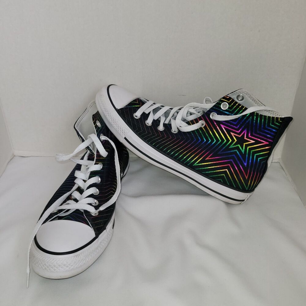 Converse Chuck Taylor All Star High Rainbow Star Black Women 11 565395F